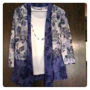 Alfred Dunner petite medium 2 in 1 top w/necklace